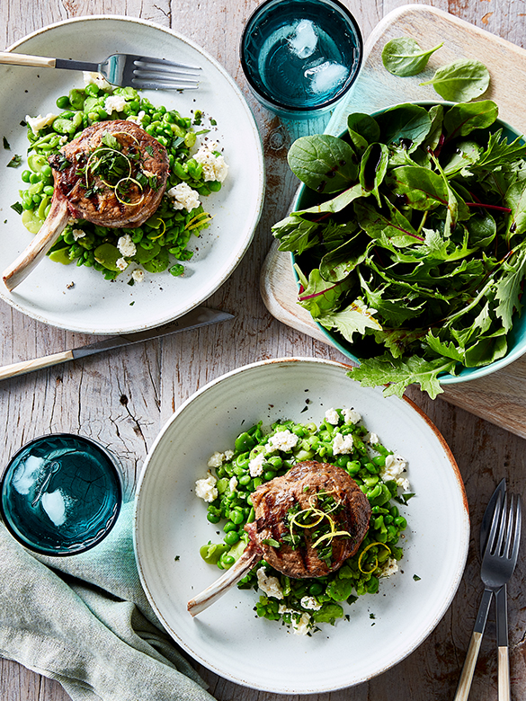 Veal Cutlets with pea mash