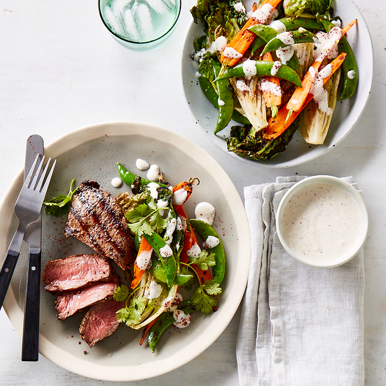 Barbecued pepper veal medallions with yoghurt | Australian Veal