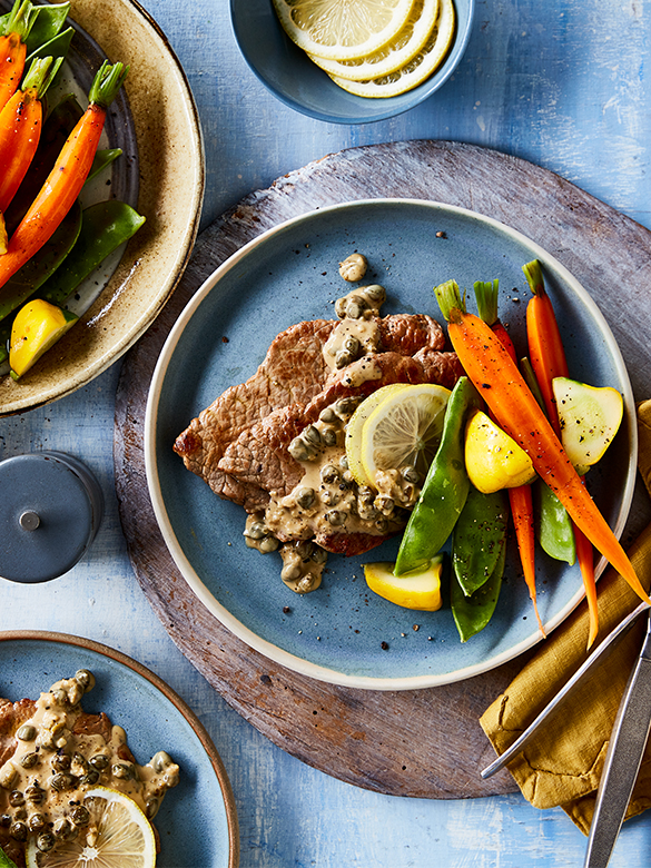 Veal with lemon caper sauce