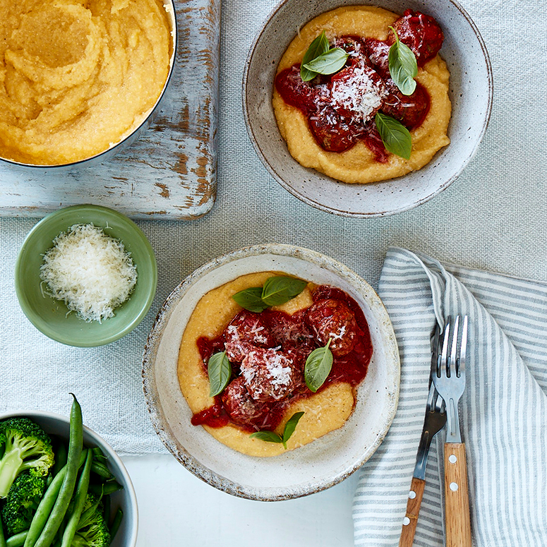 Veal Meatballs with creamy polenta | Australian Veal