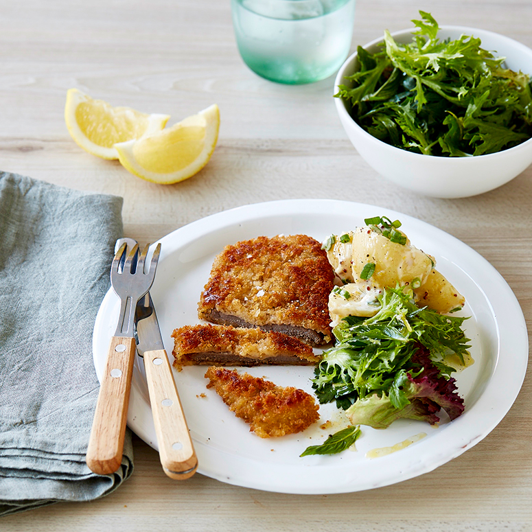 Veal Milanese with green herb salad | Australian Veal