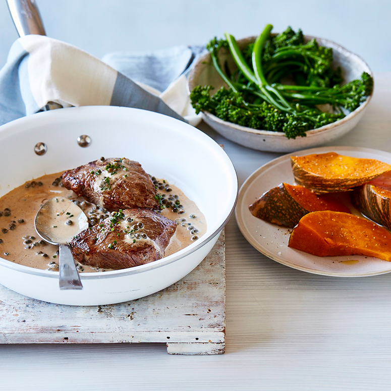 Veal medallions with green peppercorn sauce | Australian Veal
