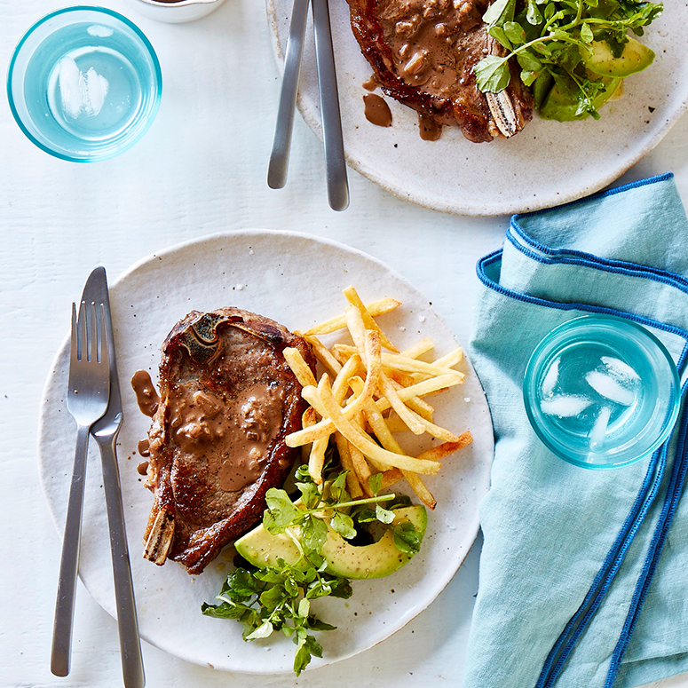 Veal striploin with diane sauce & watercress salad | Australian Veal