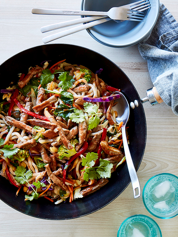 Wok tossed hoisin veal, Asian vegetables & noodles